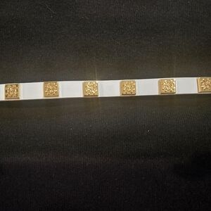 Rustic Cuff White and Gold Square Accent Bracelet